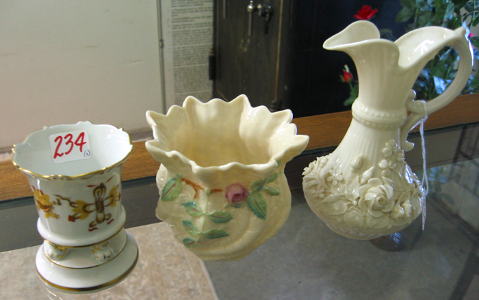 Appraisal: TWO PIECES OF IRISH BELLEEK AND A MEISSEN PORCELAIN TOOTHPICK