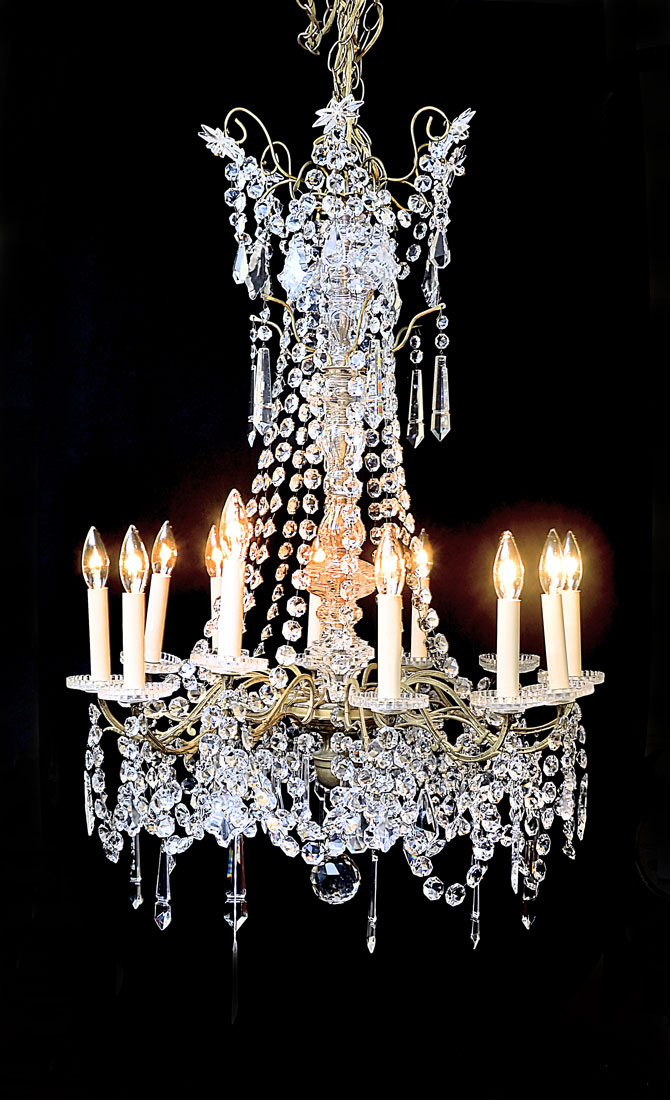 Appraisal: ARM MARIA THERESA CHANDELIER cast brass arms crystal body swags