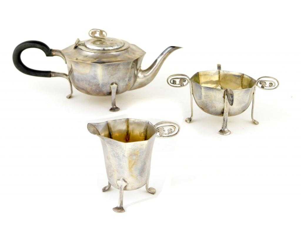 Appraisal: A WILLIAM HUTTON SONS SILVER TEA SERVICE IN THE MANNER