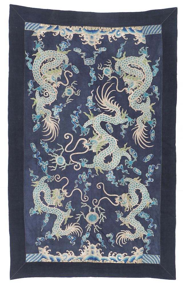 Appraisal: Ceremonial Textile with Dragons Li People Hainan Ceremonial hanging depicting