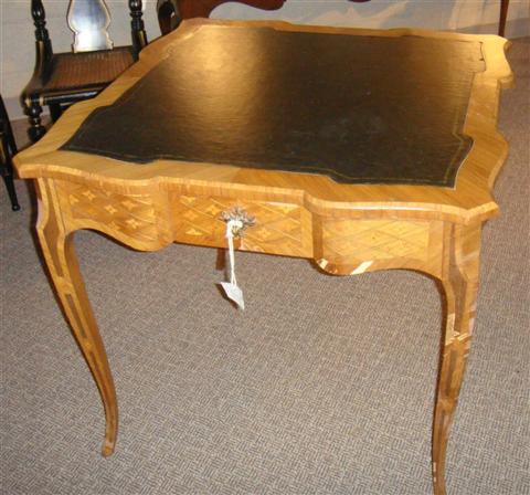 Appraisal: LOUIS XV XVI STYLE LEATHER TOP GAME TABLE h w