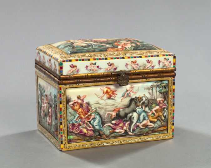 Appraisal: Large Gilt-Brass-Mounted Capodimonte Table Box fourth quarter th century in