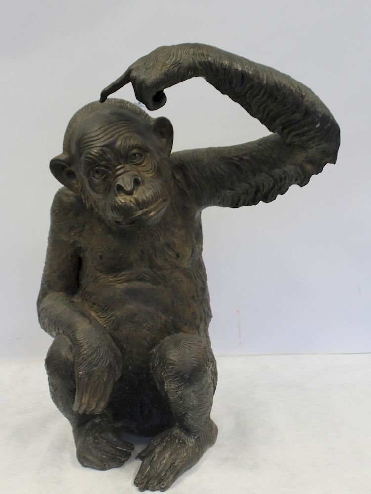 Appraisal: Vintage And Well Executed Bronze Monkey Apparently unsigned and from