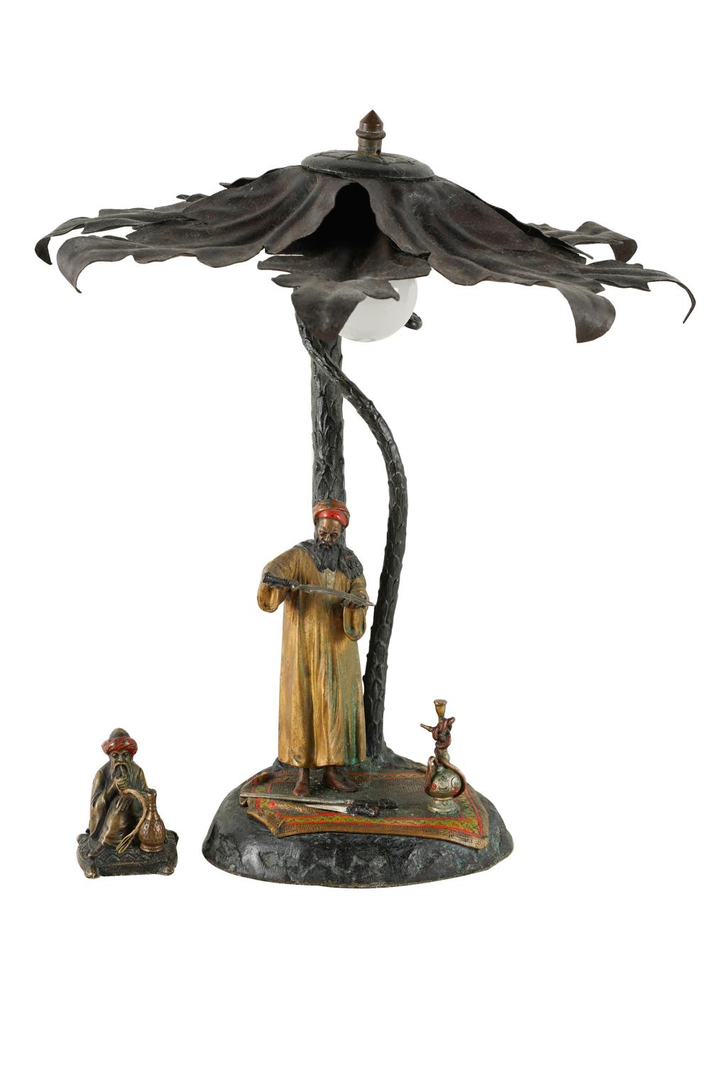 Appraisal: AUSTRIAN COLD-PAINTED BRONZE TABLE LAMPno visible marks depicting a sword