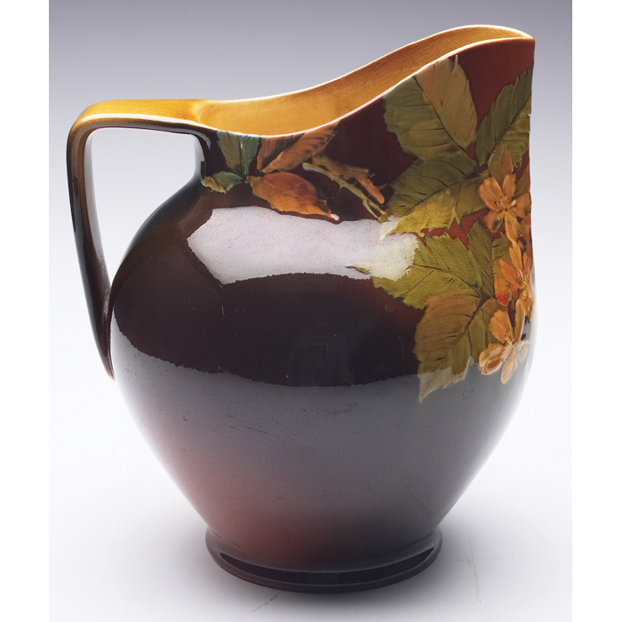 Appraisal: Rookwood handled vessel unusual shape in a Standard glaze with