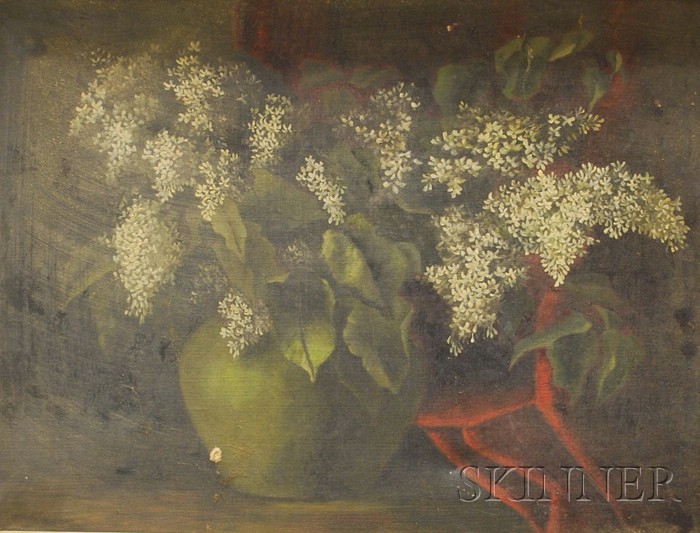 Appraisal: American School th Century Still Life with White Lilacs Unsigned