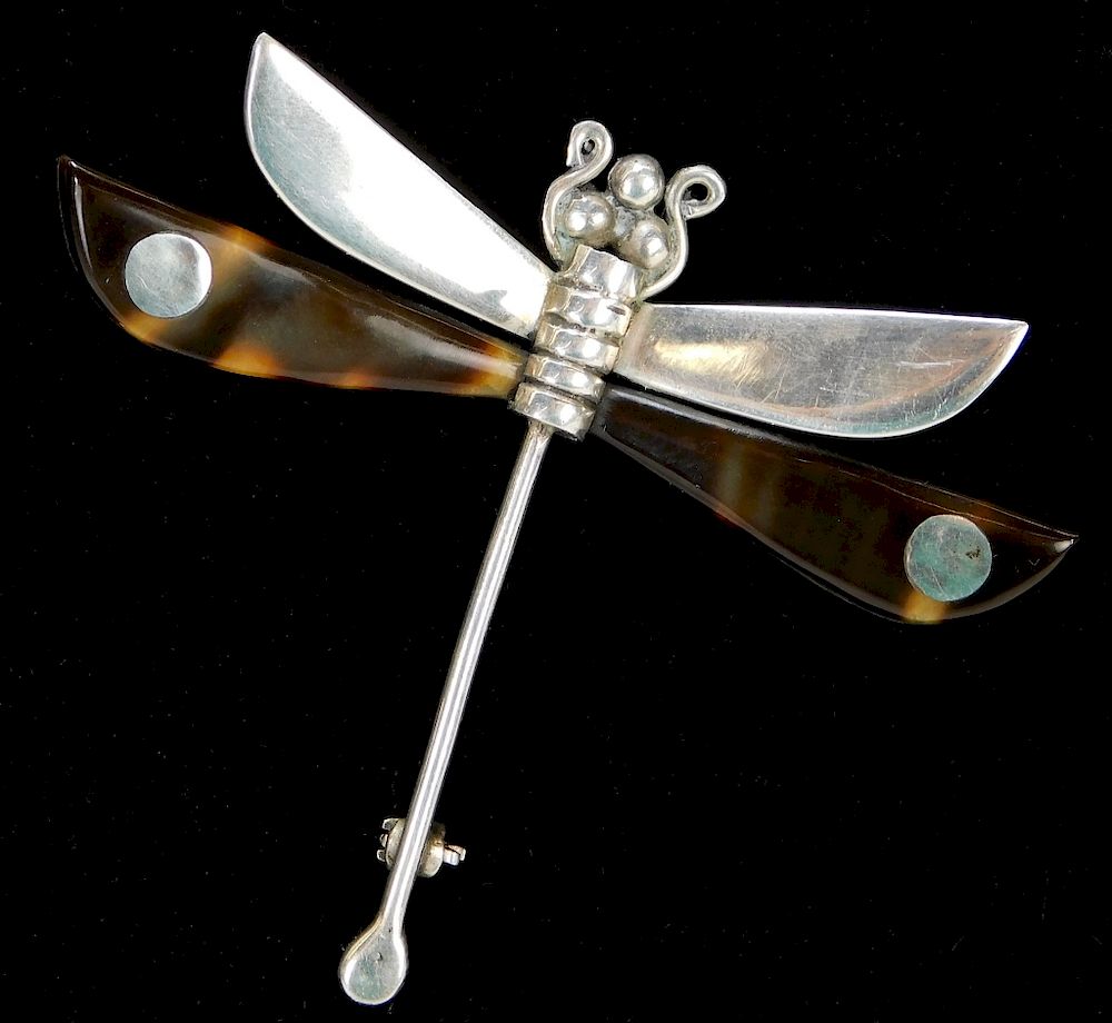 Appraisal: Butler Wilson Sterling Silver Dragonfly Brooch England th Century Dainty