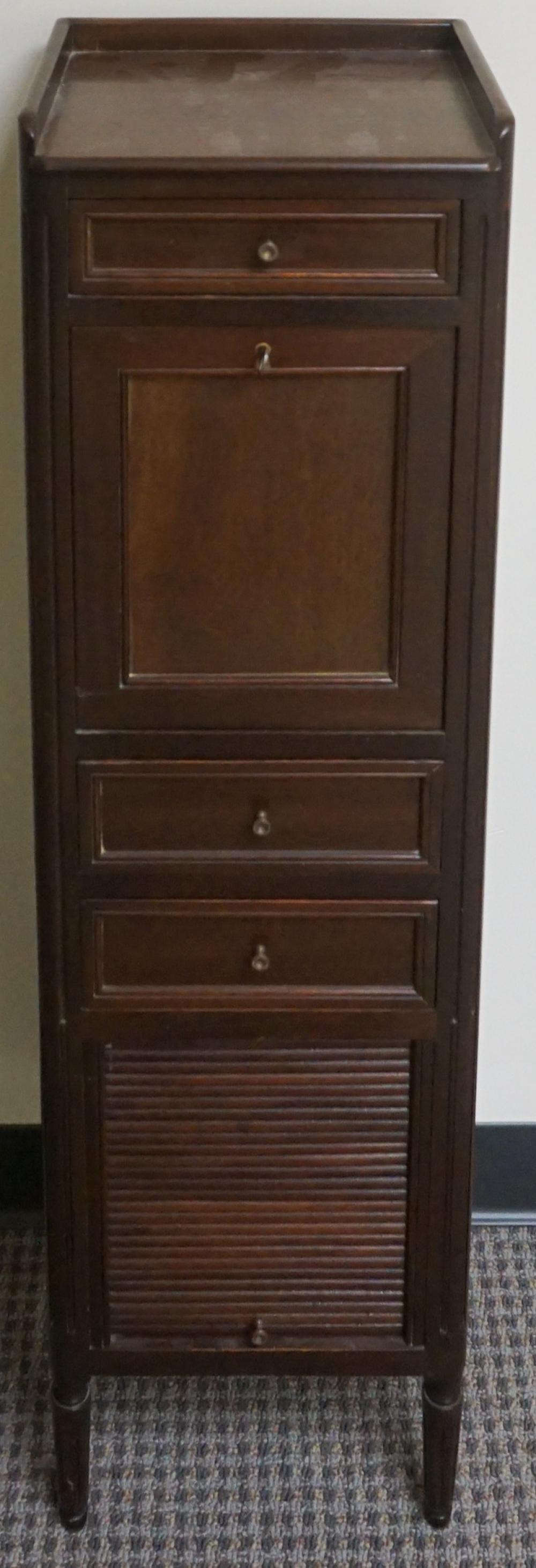 Appraisal: Louis XVI Style Mahogany Narrow Secr taire a Abattant x