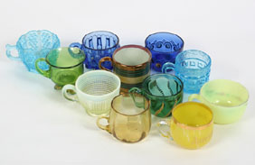 Appraisal: Collection of early glass handled punch cups paint and gilt