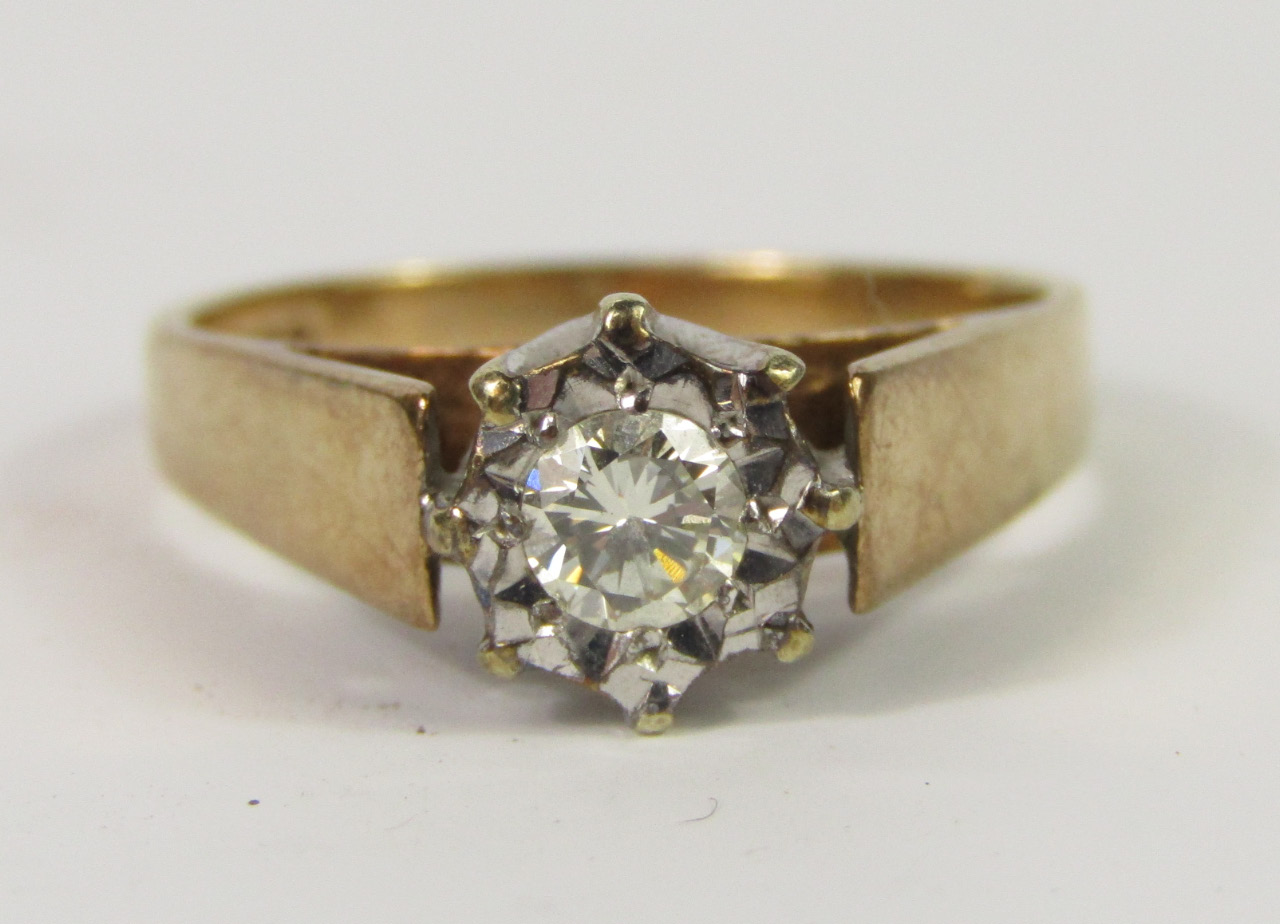 Appraisal: A ct gold and diamond solitaire ring high claw set