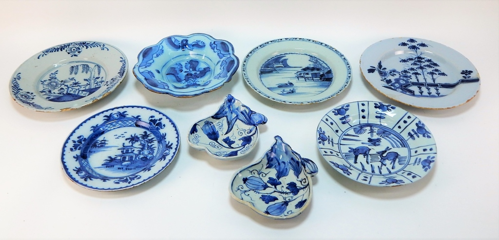 Appraisal: PC DELFT BLUE AND WHITE POTTERY PLATE GROUP Europe th