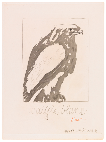 Appraisal: PABLO PICASSO L'Aigle blanc Aquatint grattoir and drypoint on v