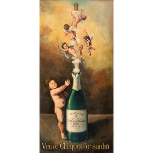 Appraisal: A Veuve Cliquot Champagne Ponsardin Cherubs and St Valentine Painted