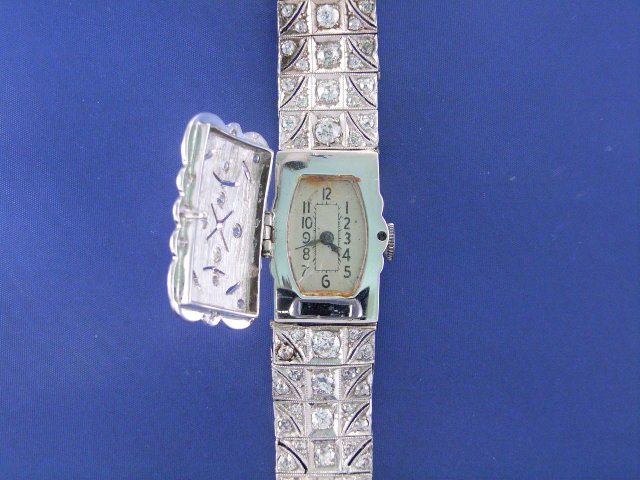 Appraisal: A lady's platinum and ct white gold diamond set wristwatch