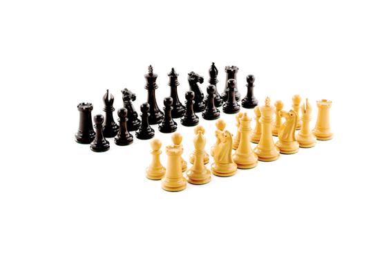 Appraisal: Complete set of wood chessmen probably Staunton in natural and