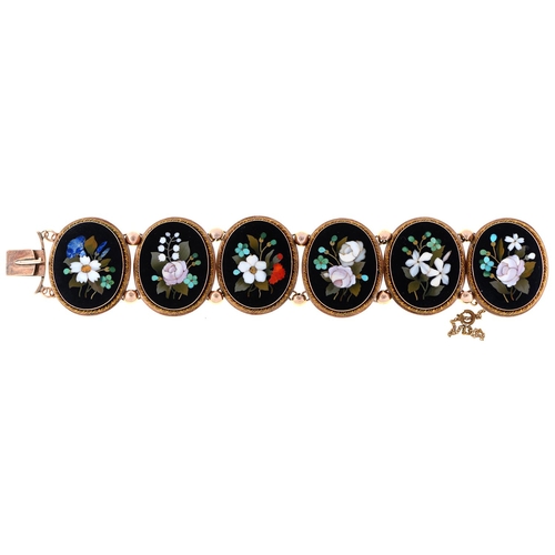 Appraisal: A pietre dure bracelet th c of six oval floral