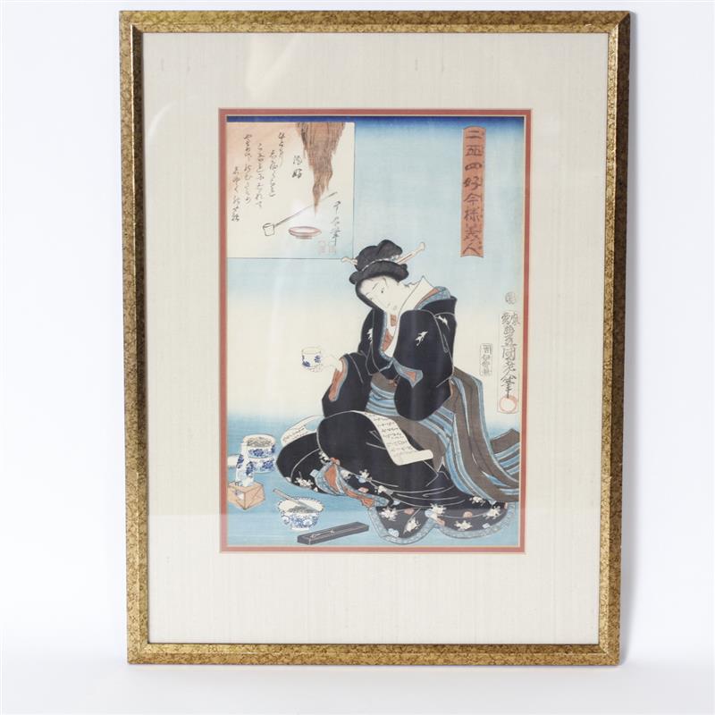 Appraisal: Japanese Color Woodblock Print of a woman by Toyokuni III