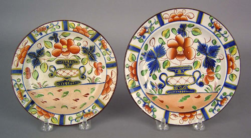 Appraisal: Two Gaudy Dutch urn plates th c dia dia