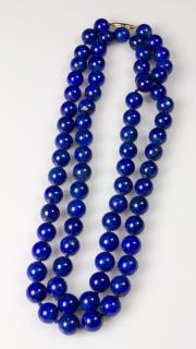 Appraisal: Lapis Lazuli and k yellow gold necklace Lapis Lazuli and