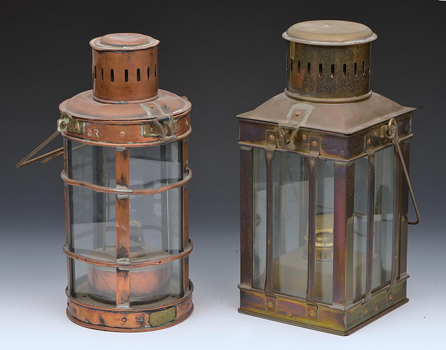 Appraisal: A CYLINDRICAL BRASS SHIP'S LANTERN stamped S R Steamers with