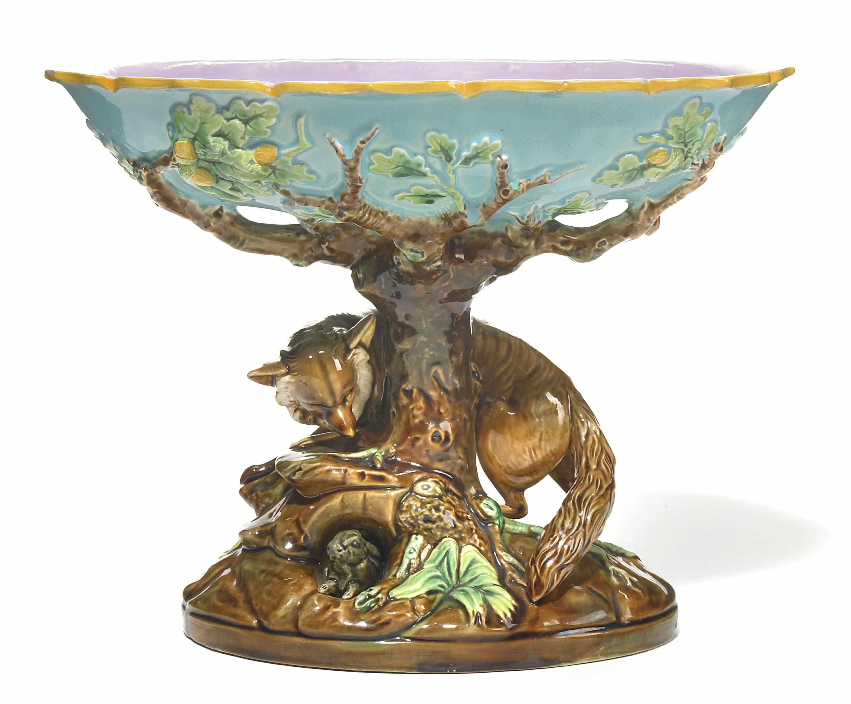 Appraisal: A George Jones majolica fruit compote circa The oval bowl