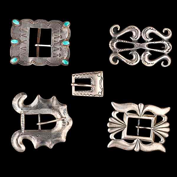 Appraisal: Navajo Belt Buckles Collected by Virginia Doneghy - lot of