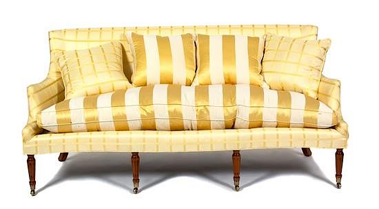 Appraisal: A Regency Style Silk Upholstered Sofa Height x width x