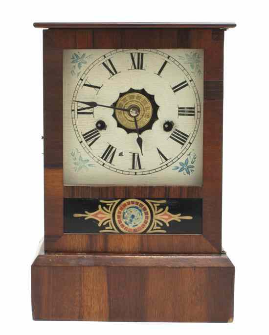 Appraisal: An American Eglomise Clock having a glass door over the