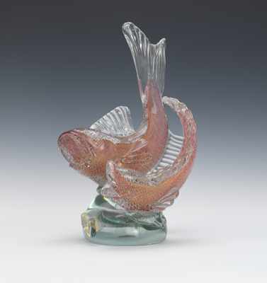 Appraisal: A Large Murano Glass Fish Figurine Heavy glass pair of