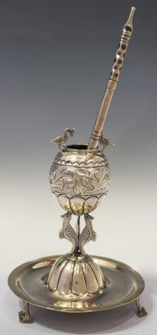 Appraisal: Spanish Colonial style silver content unknown yerba mate cup and