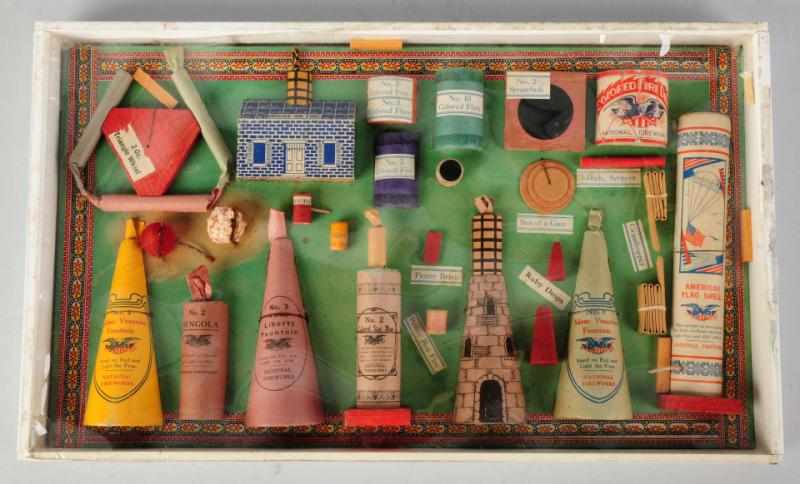 Appraisal: Salesman's Sample Firecracker Board Includes National fountains cones shells and