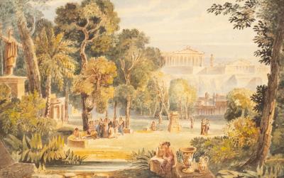 Appraisal: RS Classical Landscape a pair initialled and dated watercolour cm