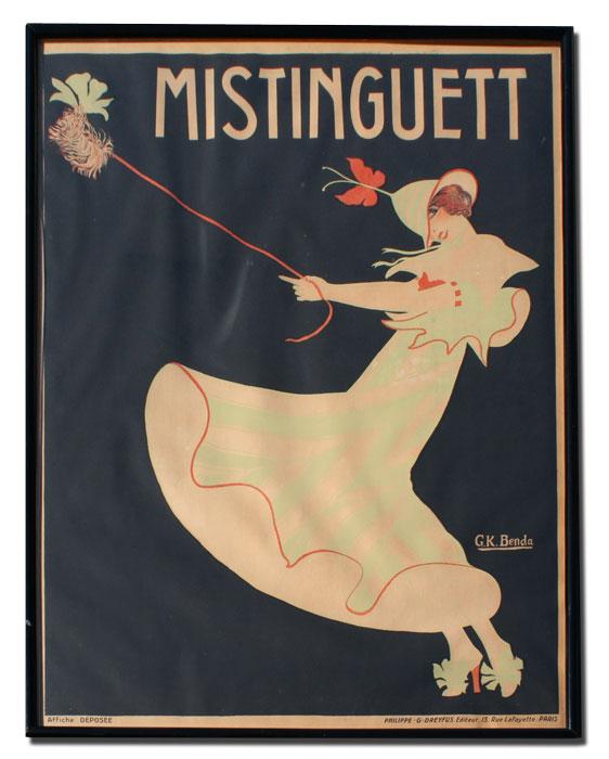 Appraisal: VINTAGE MISTINGUETT POSTER BY BENDA Canvas Backed '' x ''