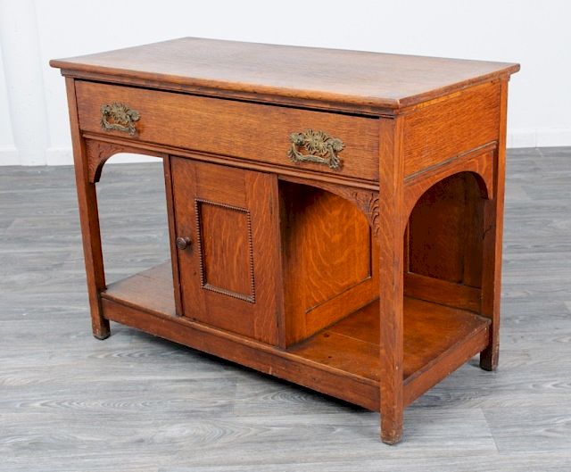 Appraisal: Oak Wash Stand Turn of the th Century oak wash