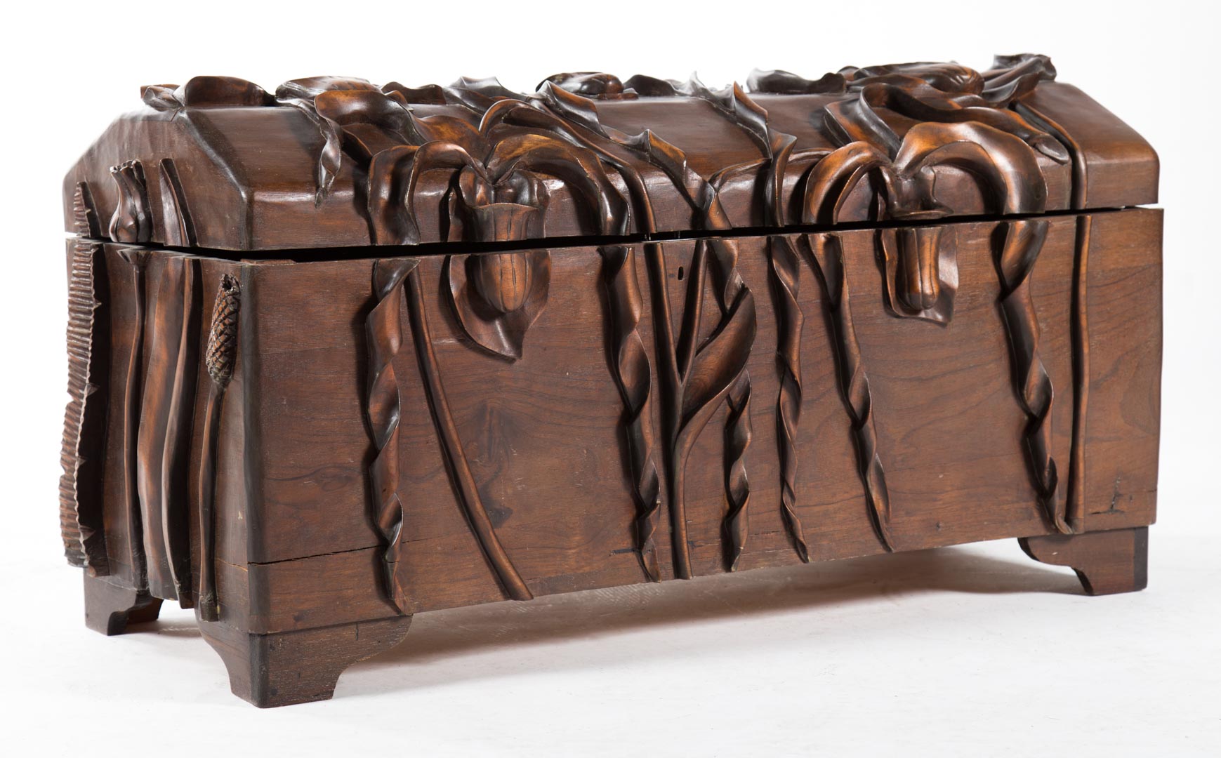 Appraisal: Art Nouveau style carved wood trunk with carved floral relief