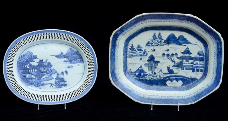 Appraisal: CHINESE BLUE AND WHITE PORCELAIN PLATTER WITH RETICULATED BORDER AND