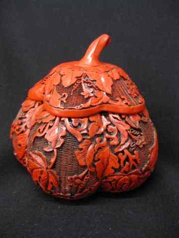 Appraisal: Chinese Cinnabar Figural Gourd Box '' excellent