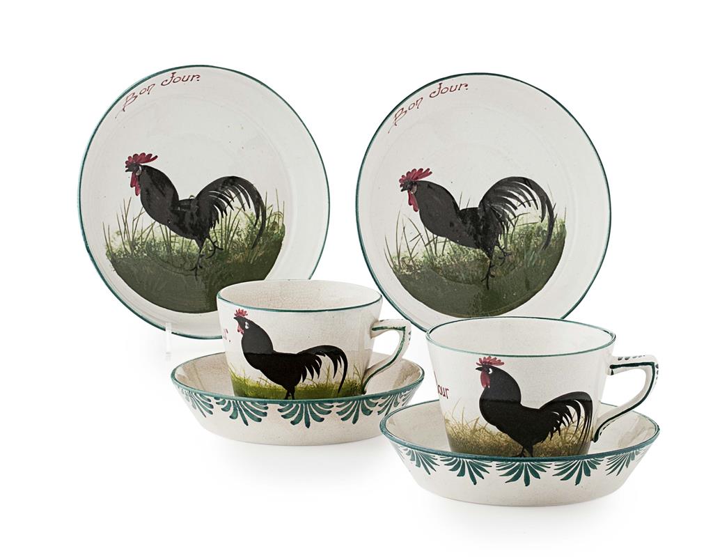 Appraisal: WEMYSS WARE A GROUP OF 'BLACK COCKEREL HENS' TEA WARES