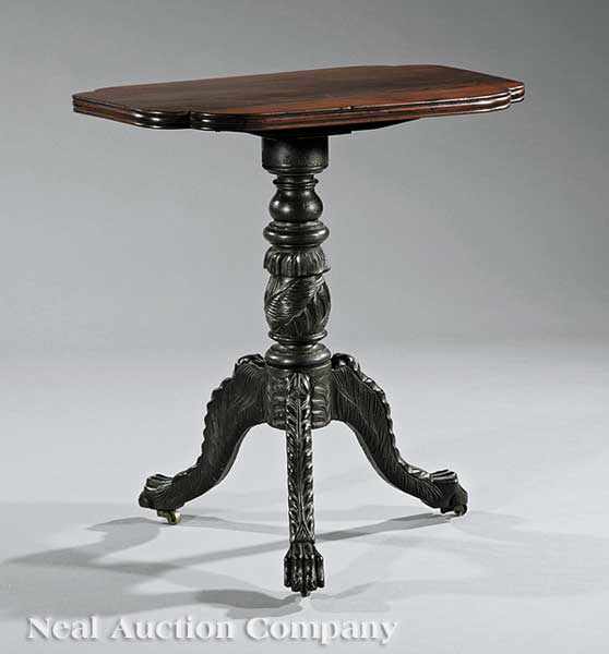 Appraisal: An American Classical Carved Mahogany Candlestand c shaped tilt top