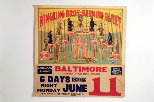 Appraisal: Ringling Brothers and Barnum Bailey circus poster Circa For Baltimore