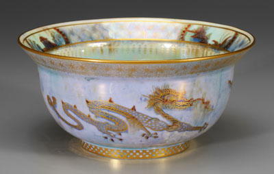 Appraisal: Wedgwood lustre dragon lustre bowl footed with flared rim blue