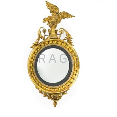 Appraisal: FEDERAL PERIOD GILDED GIRANDOLE MIRROR Eagle finial and convex mirror