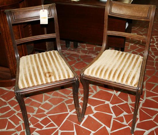 Appraisal: Pair Regency style walnut side chairs late th century Finish