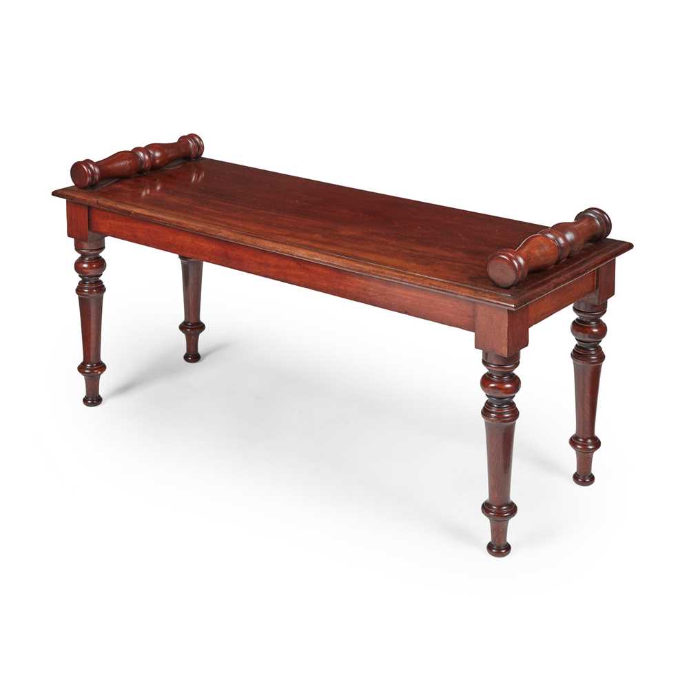 Appraisal: LATE REGENCY MAHOGANY HALL BENCH EARLY TH CENTURY the seat