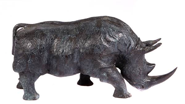 Appraisal: A patinated bronze figure of a rhinoceros height in width