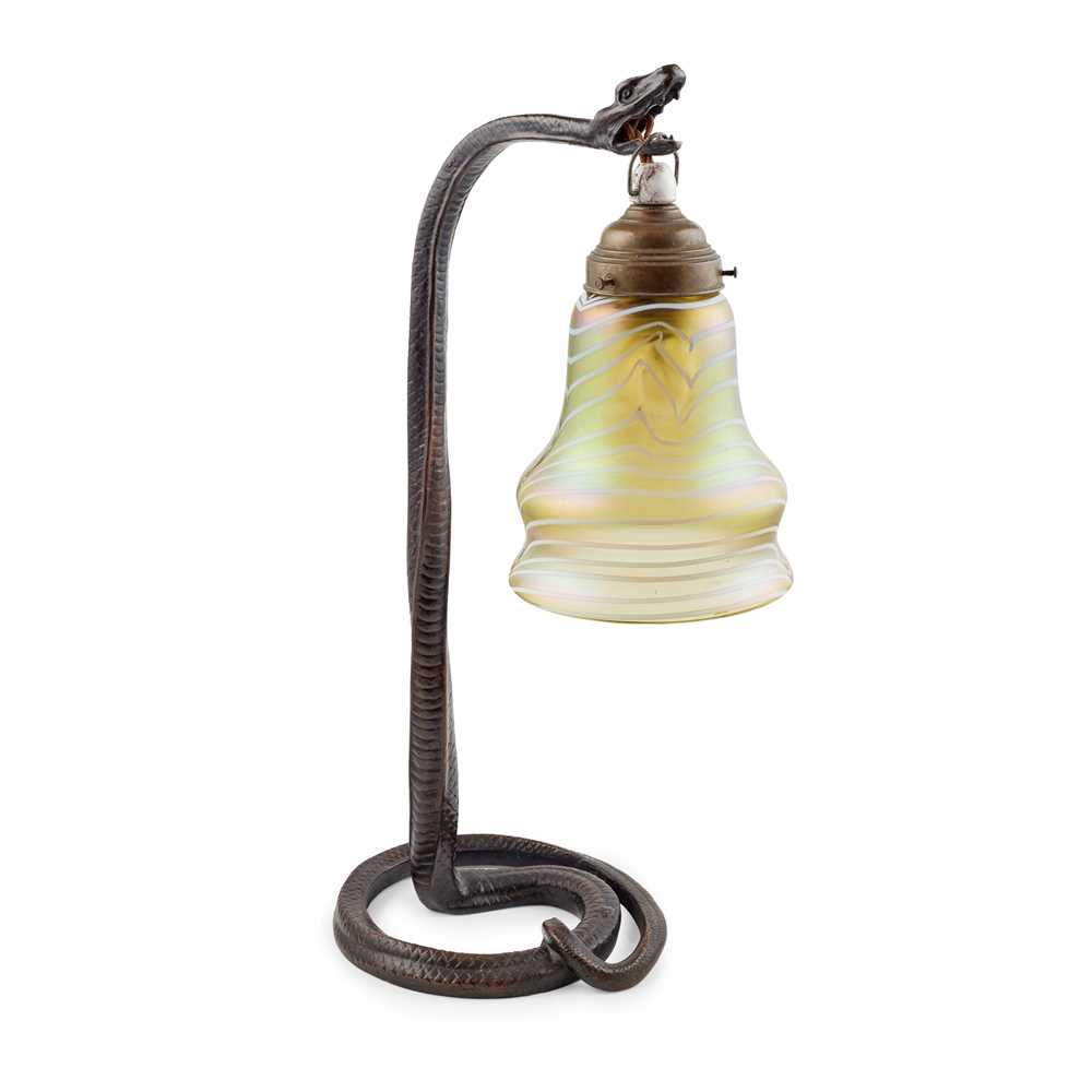 Appraisal: AUSTRIAN SCHOOL AND LOETZ JUGENDSTIL SERPENT LAMP CIRCA patinated bronze