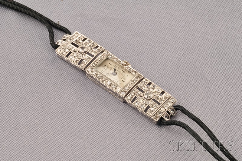 Appraisal: Art Deco Lady's Platinum and Diamond Wristwatch the white metal