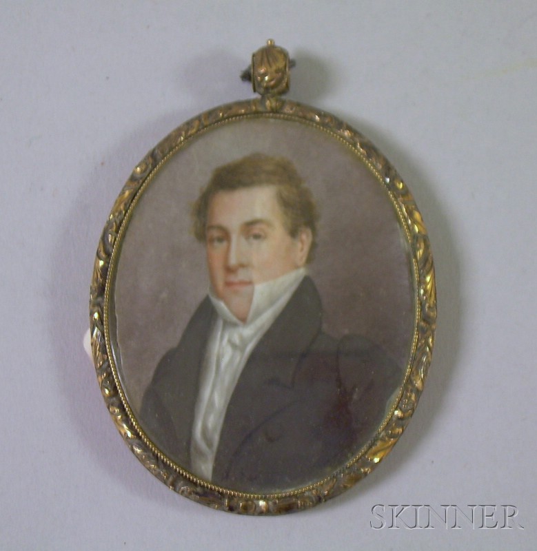 Appraisal: Framed Oval Miniature Painted Portrait of a Gentleman on Ivory