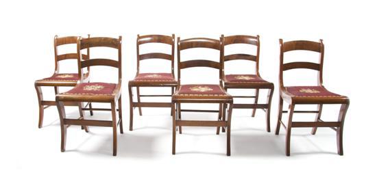 Appraisal: Set of Six Regency Style Side Chairs the horizontal splats