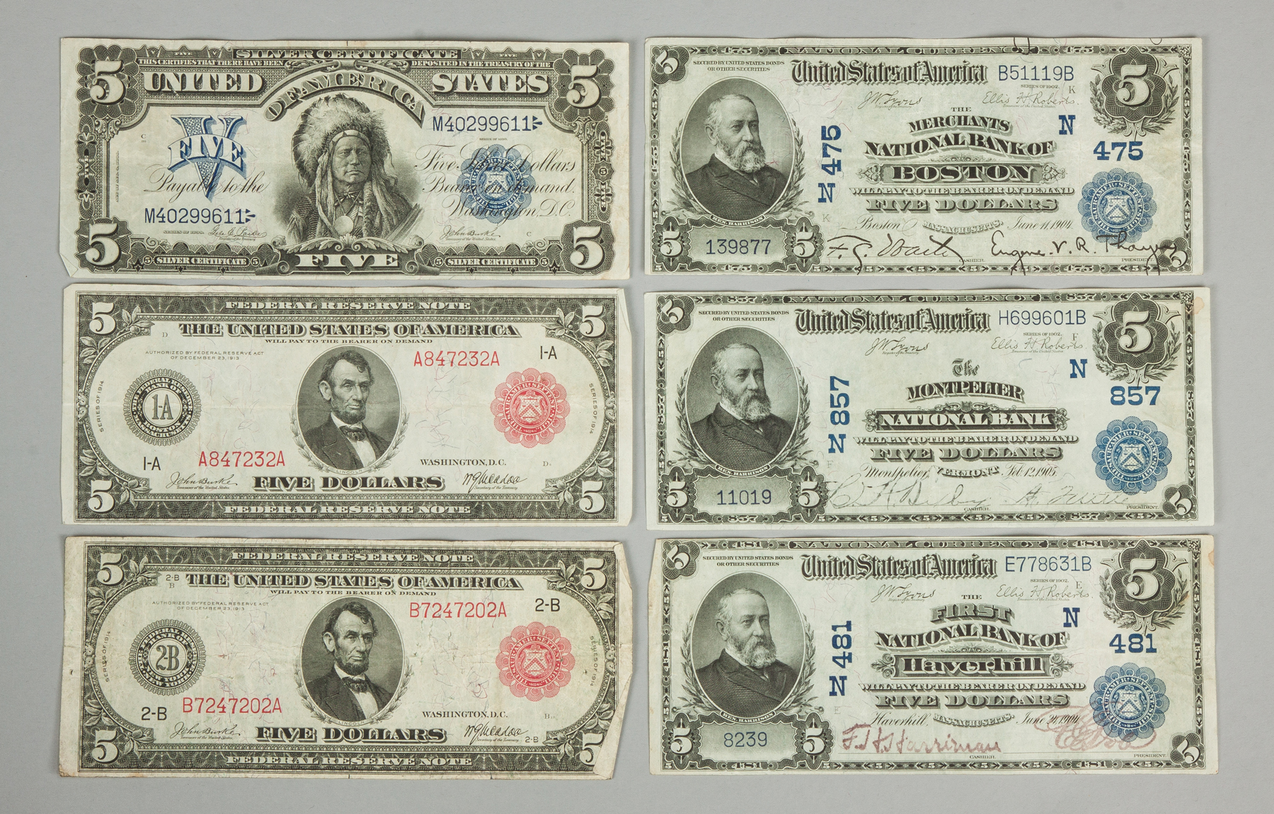 Appraisal: Group of Paper Currency Photo one Photo two Six bills